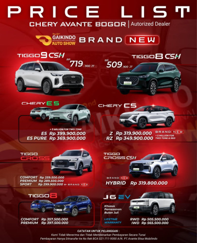 Pricelist Harga Chery kebonkacang 2025